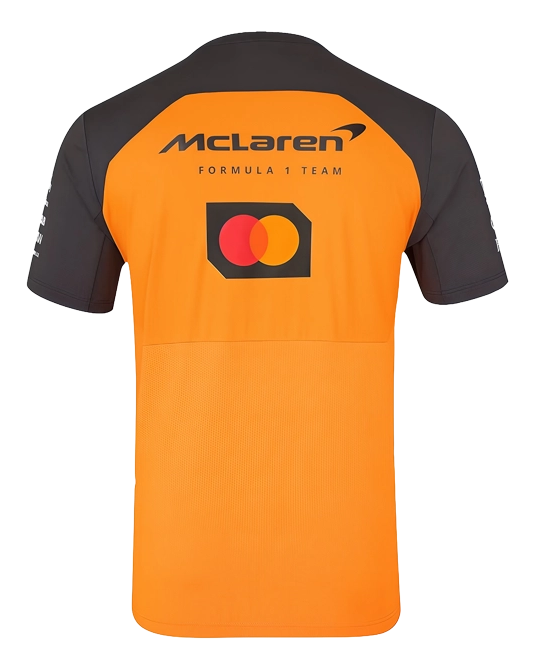 Футболка McLaren F1 Team оранжевого и антрацитового цвета, вид сзади