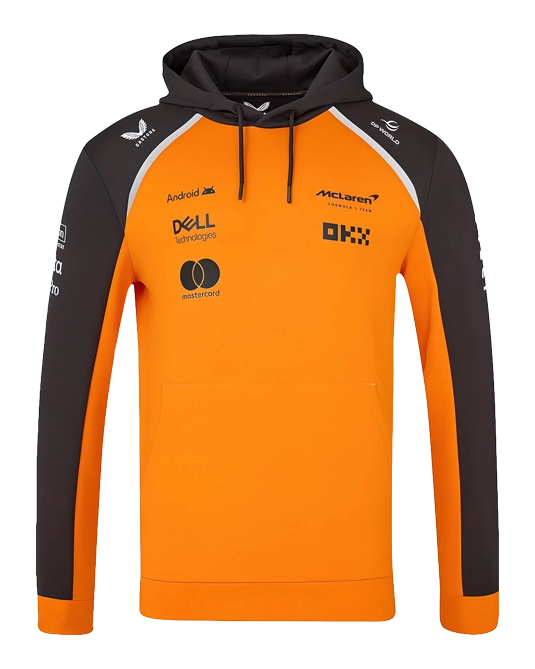 Худи McLaren F1 Team оранжевого и антрацитового цвета, вид спереди