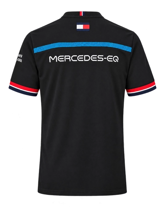 Футболка Mercedes Formula E Black чёрного цвета, вид сзади