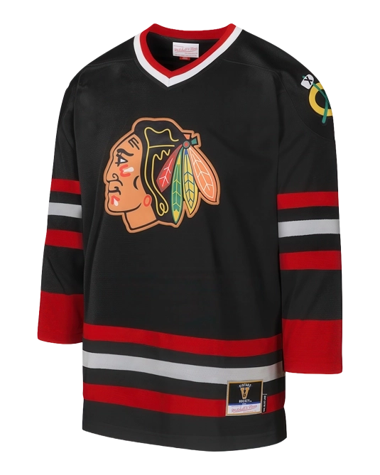 альтернативное джерси Chicago Blackhawks Mitchell & Ness Black 1997 Blue Line, вид спереди