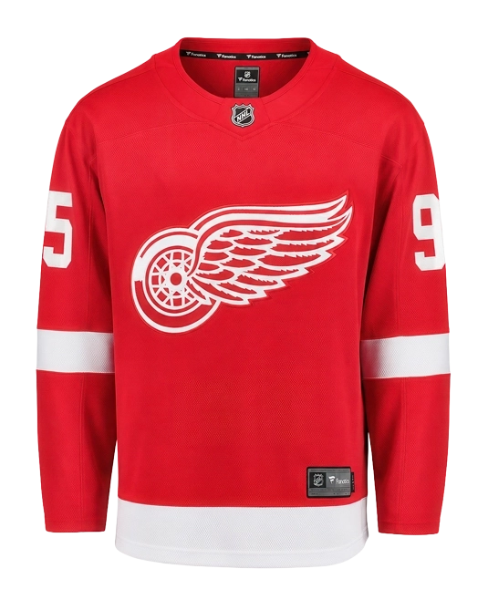 домашнее джерси Тайлера Бертуцци Detroit Red Wings, вид сзади